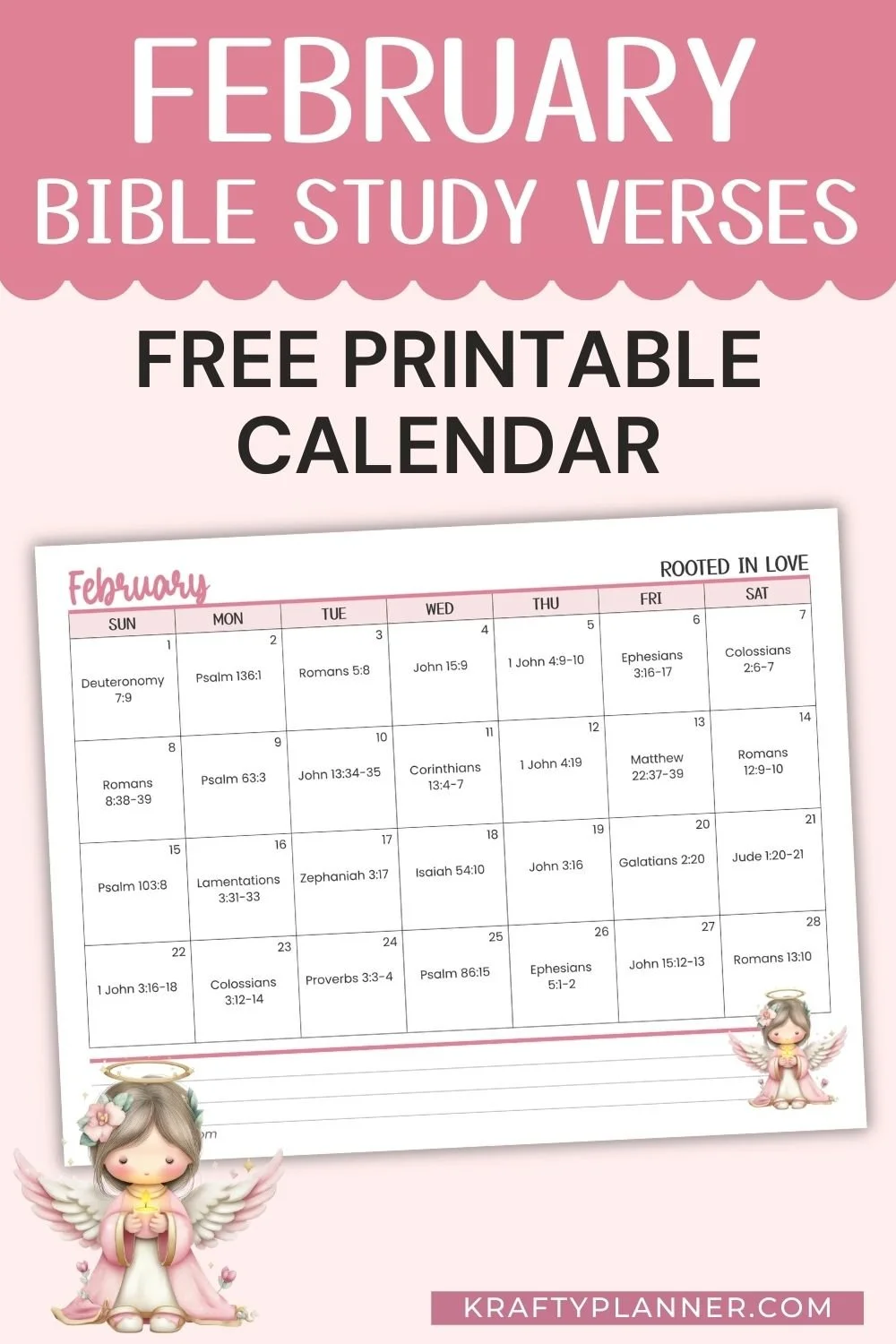 February Bible Verse Printable Calendar: Rooted in Love — Krafty Planner