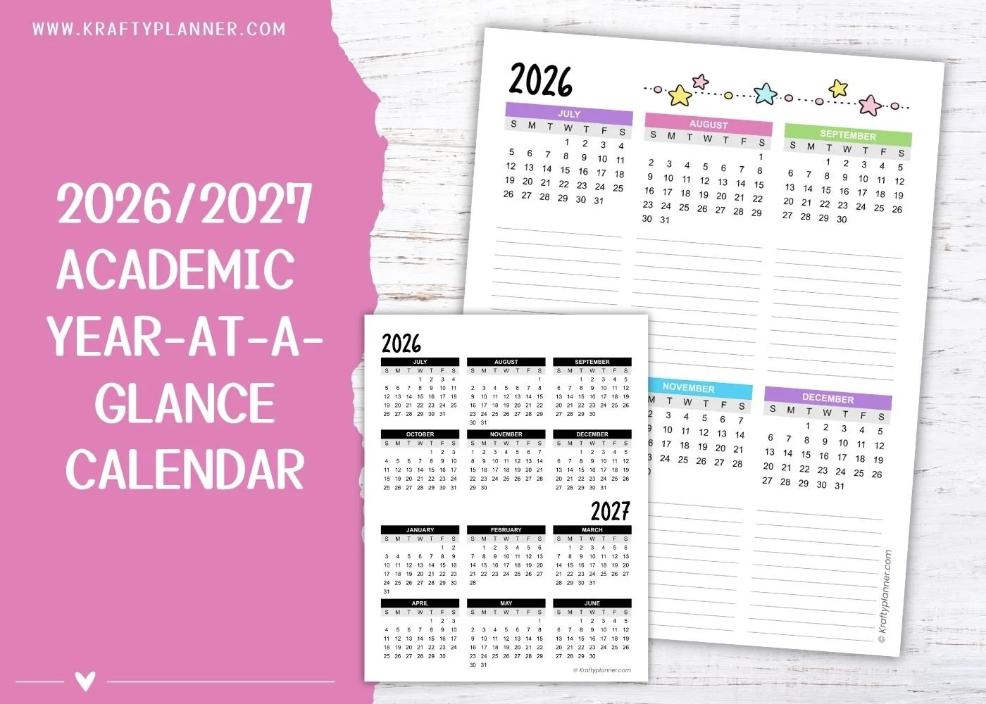 Free 2026–2027 School Year Calendars (Multiple Designs)