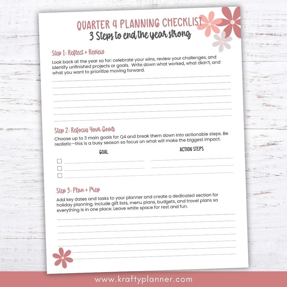 ✨ The last 90 days of the year are almost here! ✨

Don&rsquo;t panic &mdash; there&rsquo;s still plenty of time to make progress on your goals and set yourself up for an amazing start to 2026. 💖

I just shared a brand-new blog post: Q4 Planning Chec