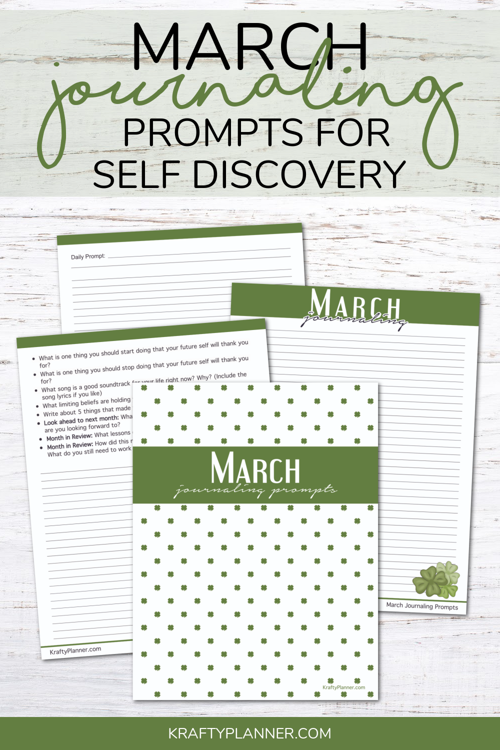 Self Discovery Journaling Prompts for March 2022 - the Krafty Planner