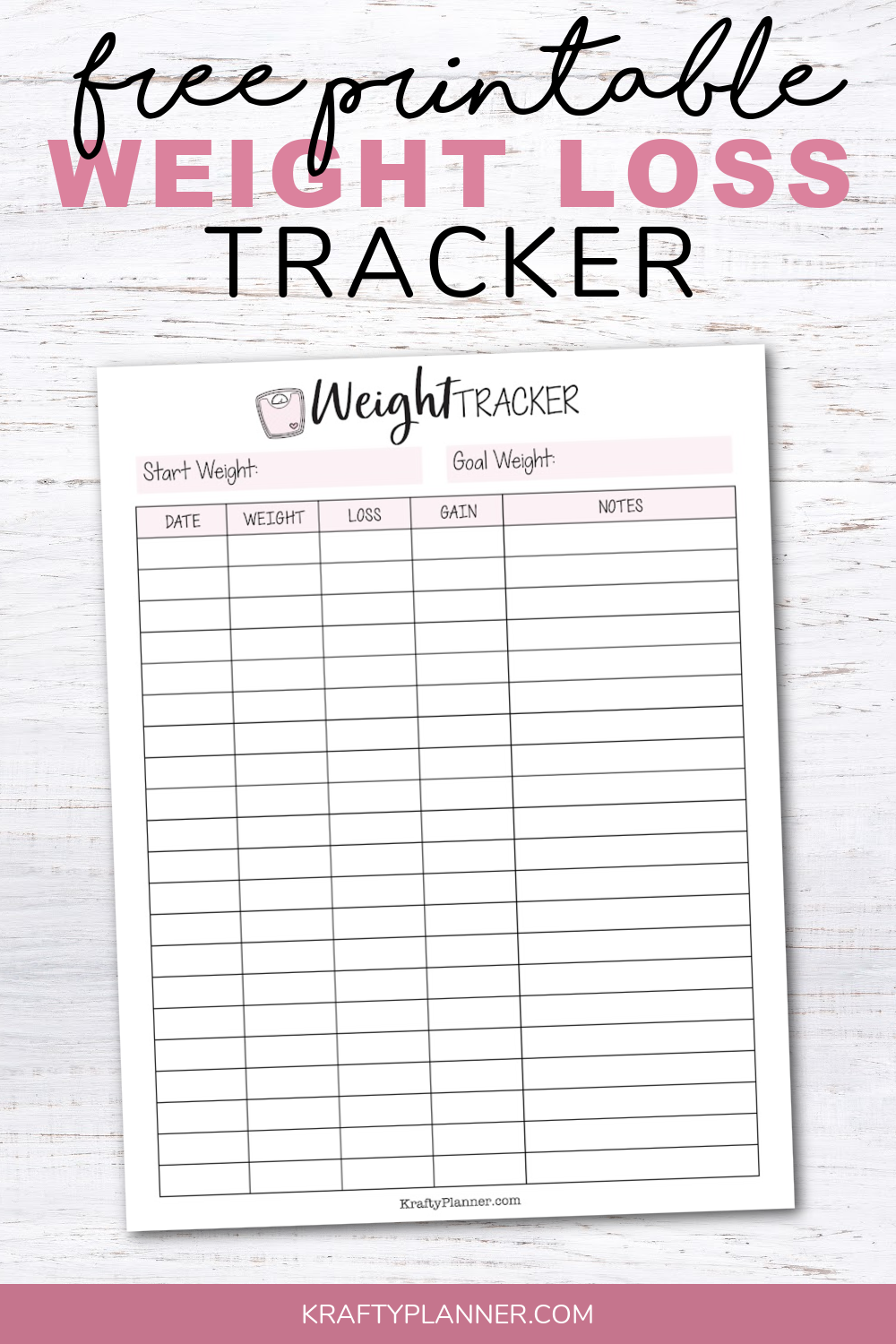 Free Weight Tracker Chart _ Free Printable Weight Loss Chart – VUTK