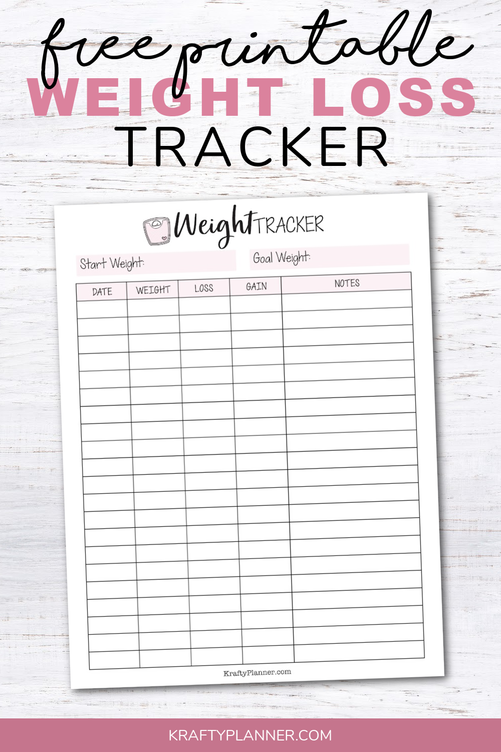 Free Printable Weight Loss Tracker — Krafty Planner