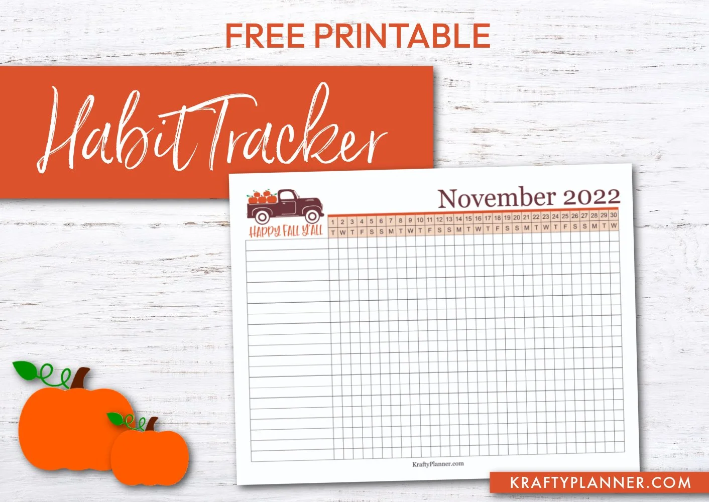 Free Printable November Habit Tracker — Krafty Planner