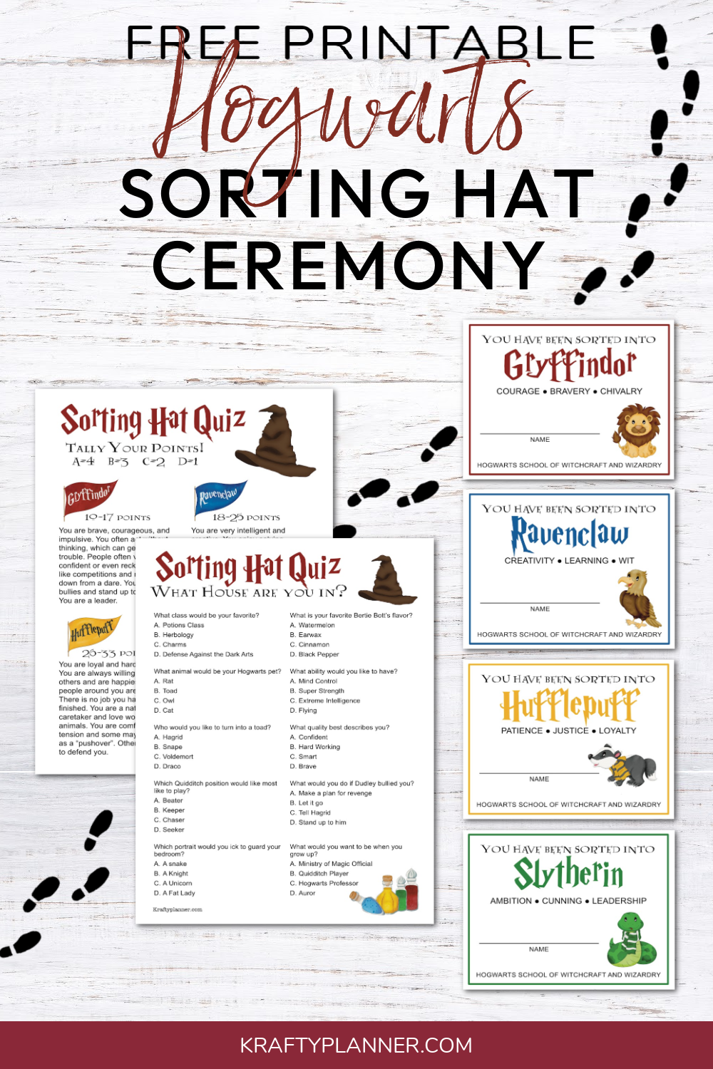 Free Printable Hogwarts Sorting Hat Ceremony