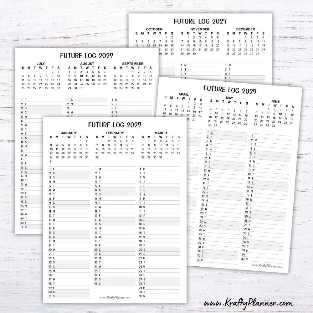 Free Printable 2027 Future Log: Year at a Glance + Calendex