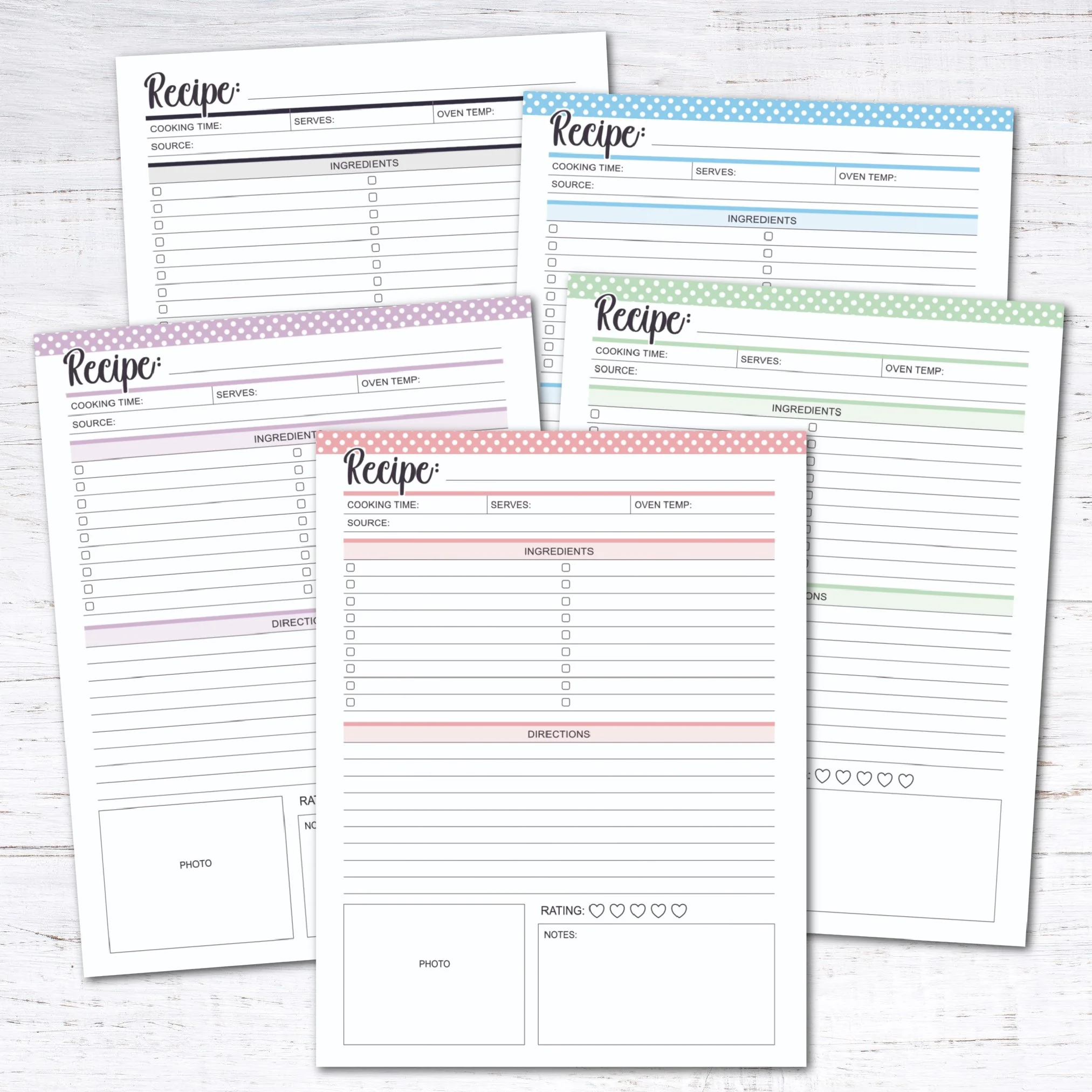 Full Size Recipe Card - Free Printable (Day 10) — Krafty Planner