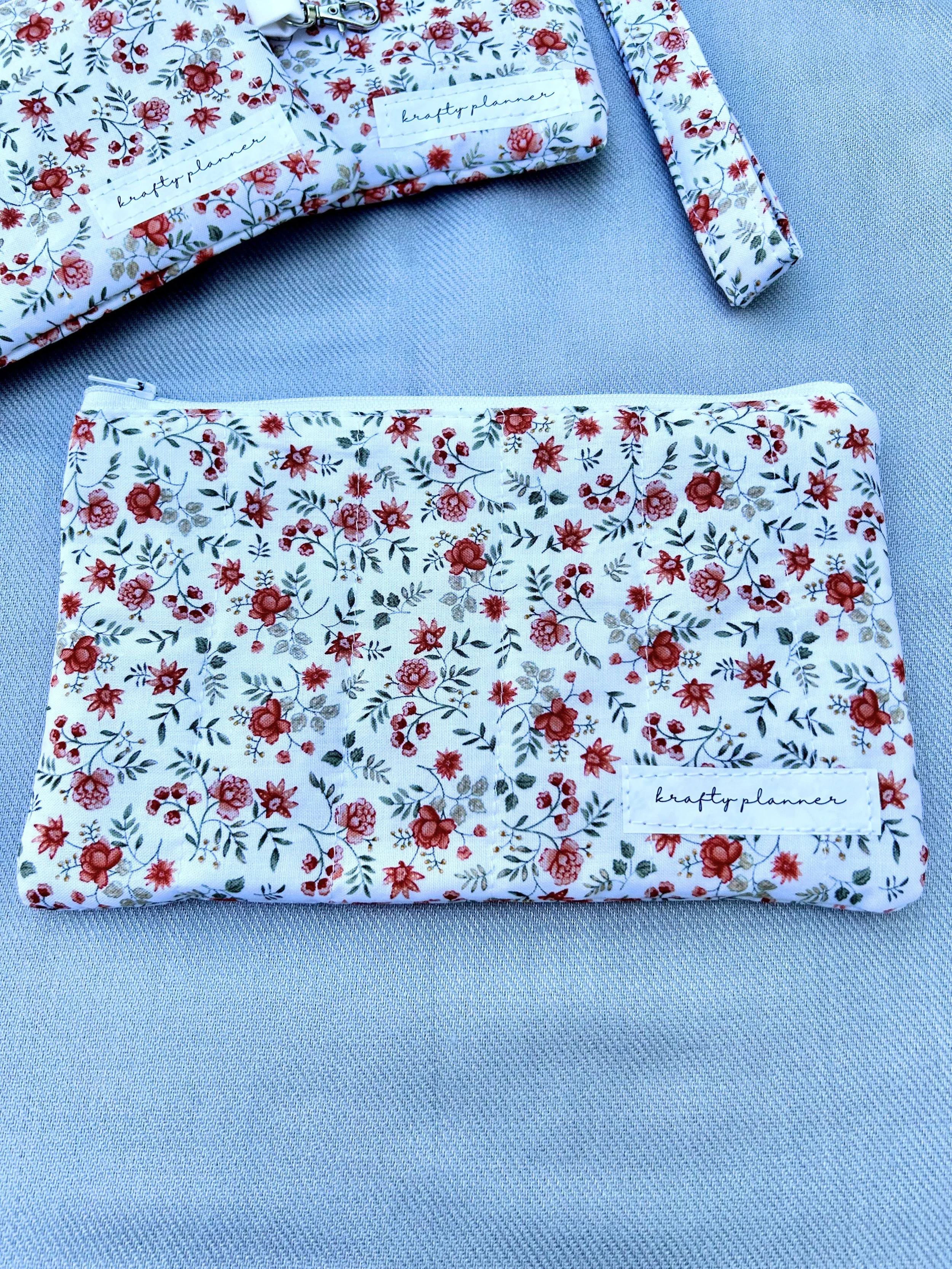 Wildflower Large Pencil Case | Quilted Zipper Pouch
