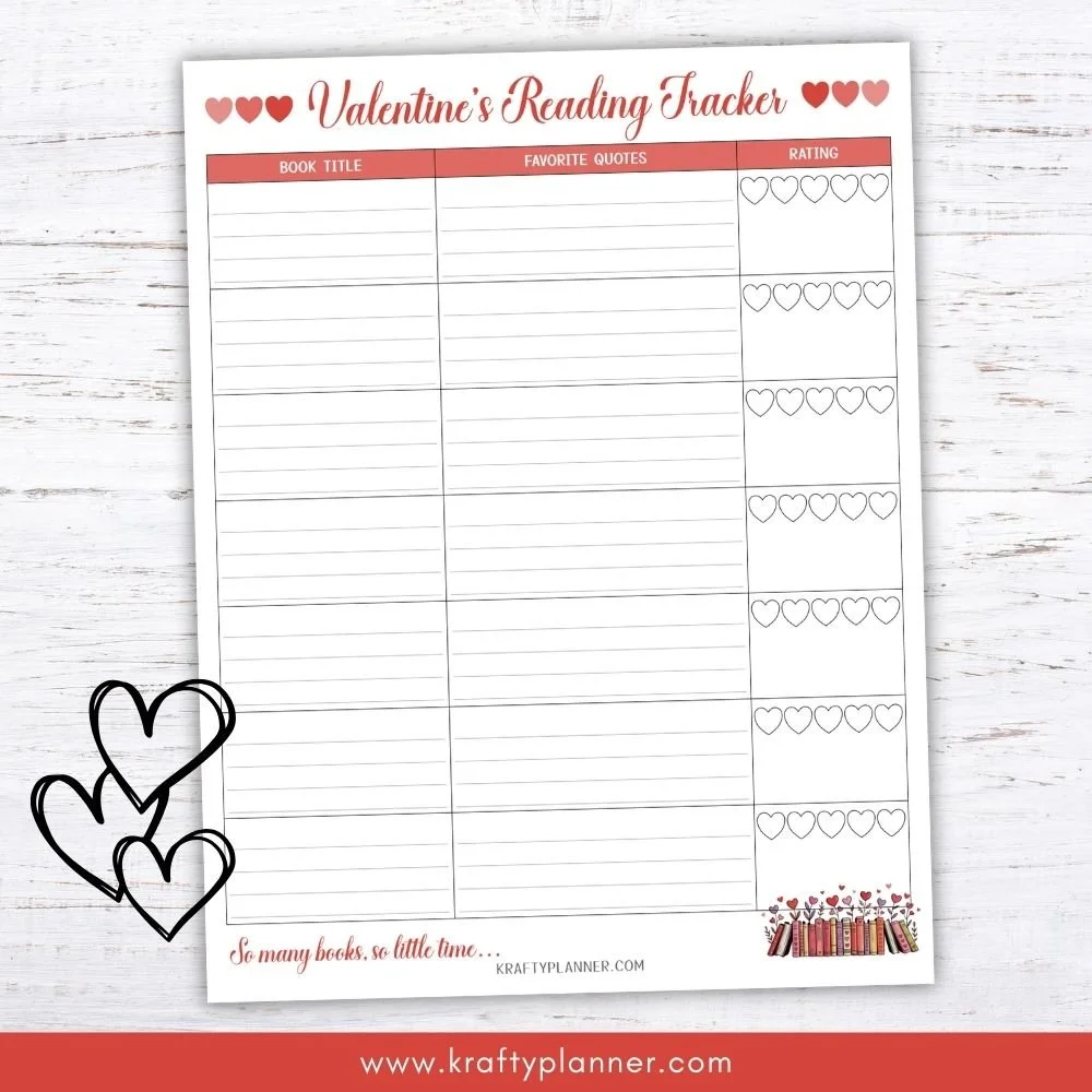 Free Printable Valentine’s Day Reading Tracker