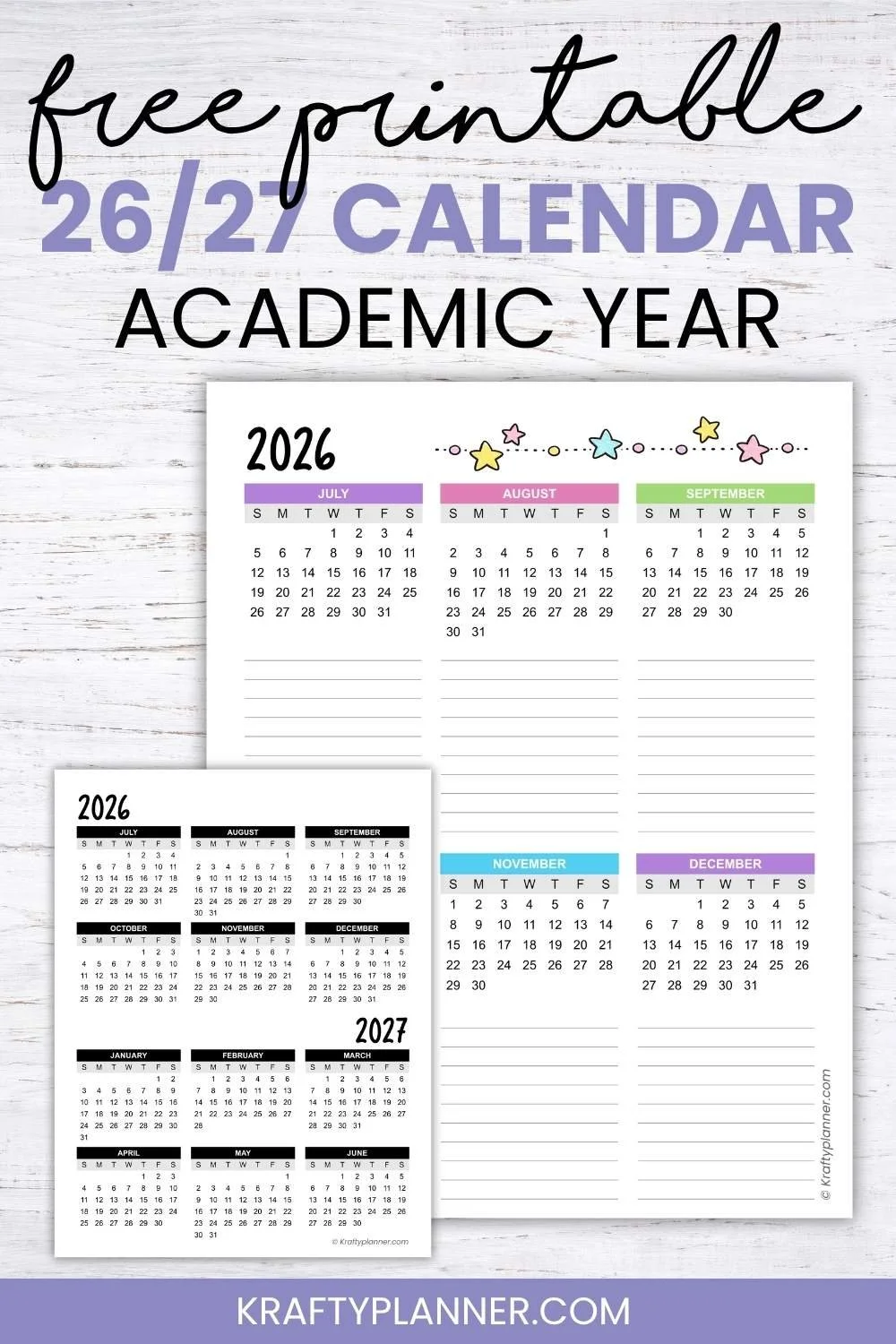 Free 2026–2027 School Year Calendars (Multiple Designs)