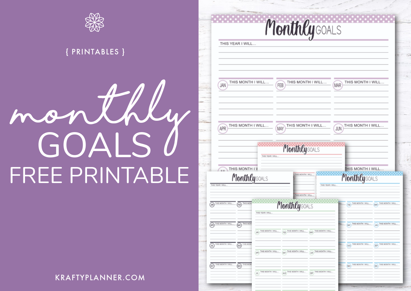 Monthly Goals Free Printable (Day 1)