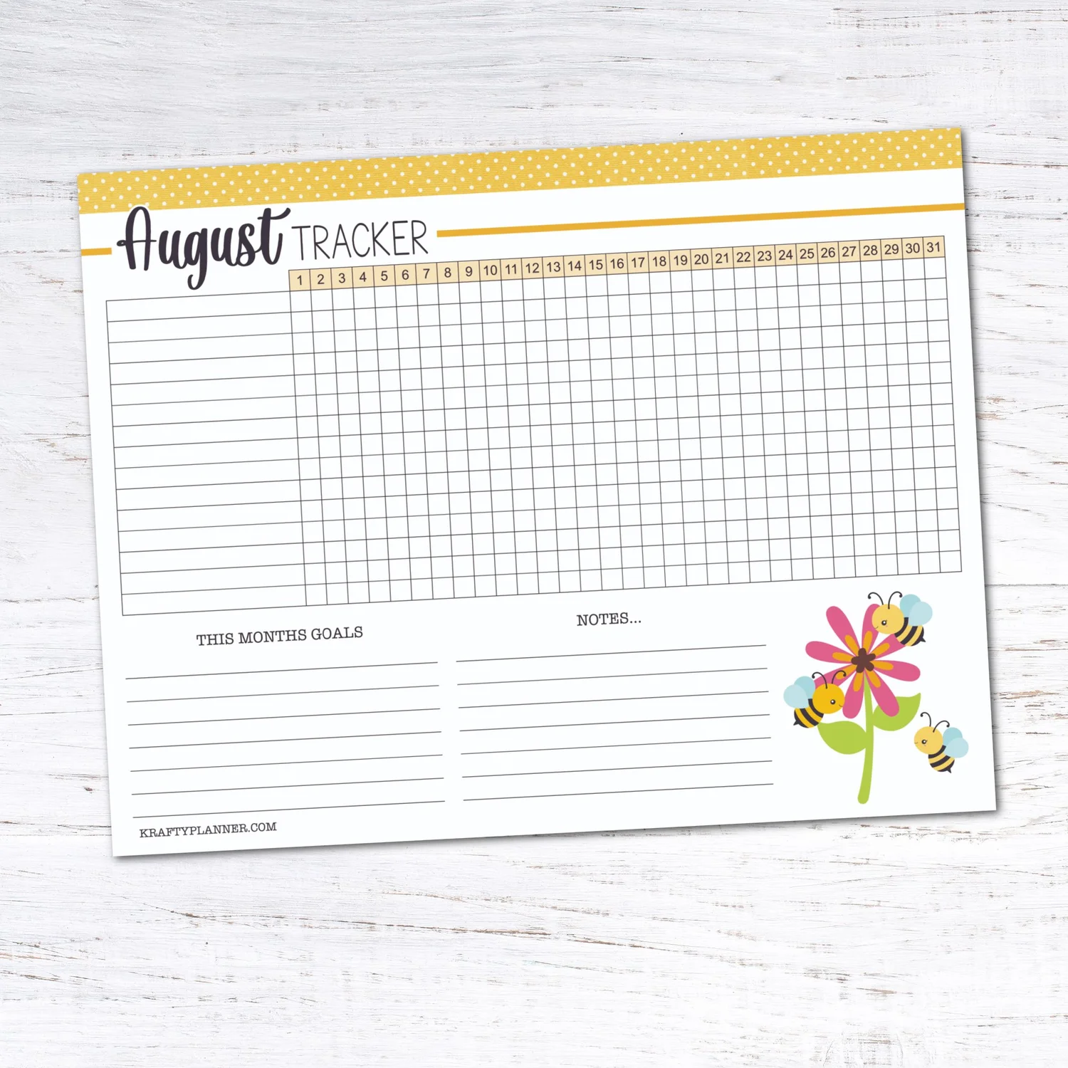 Free Printable August Habit Tracker — Krafty Planner