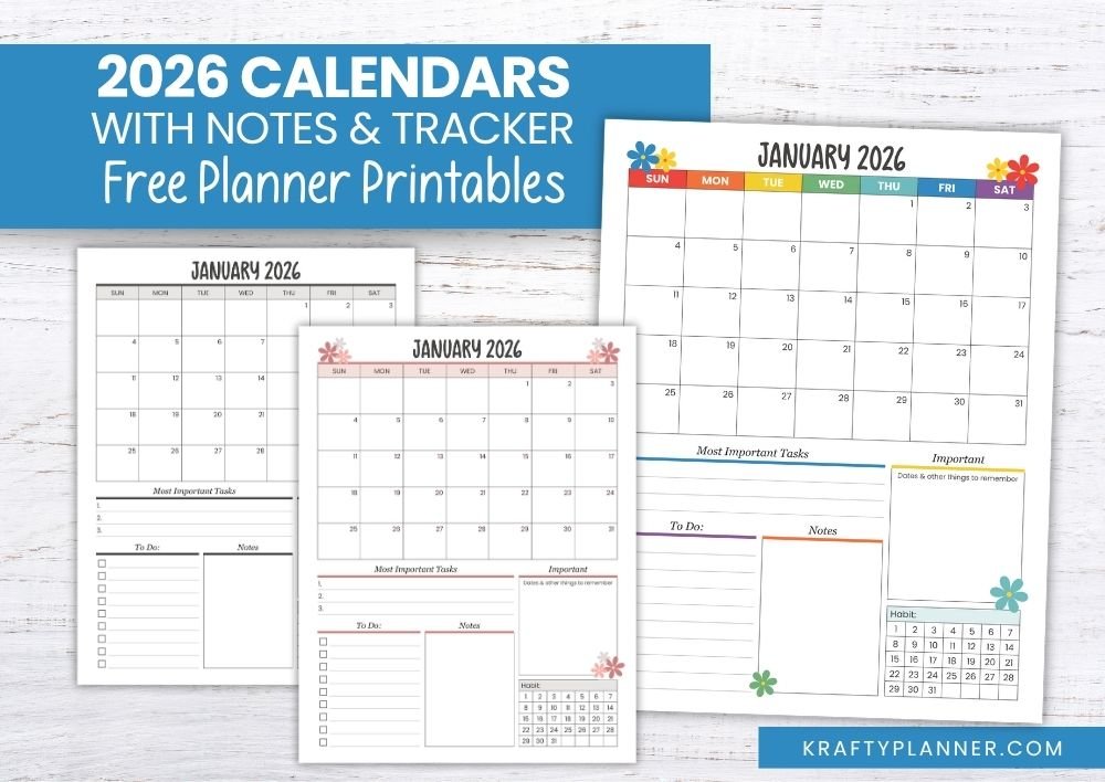 2026 Calendar with Notes, To-Dos & More!