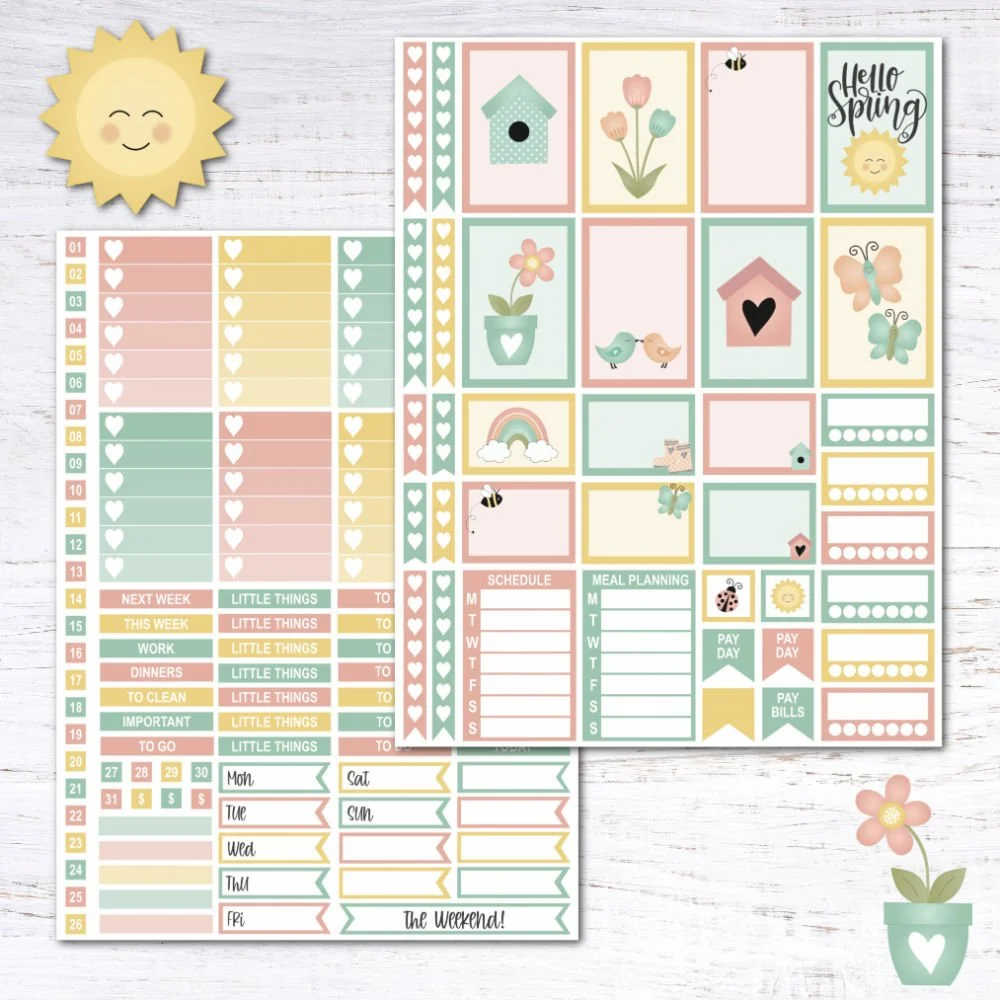 Free Printable Spring Planner Stickers — Krafty Planner