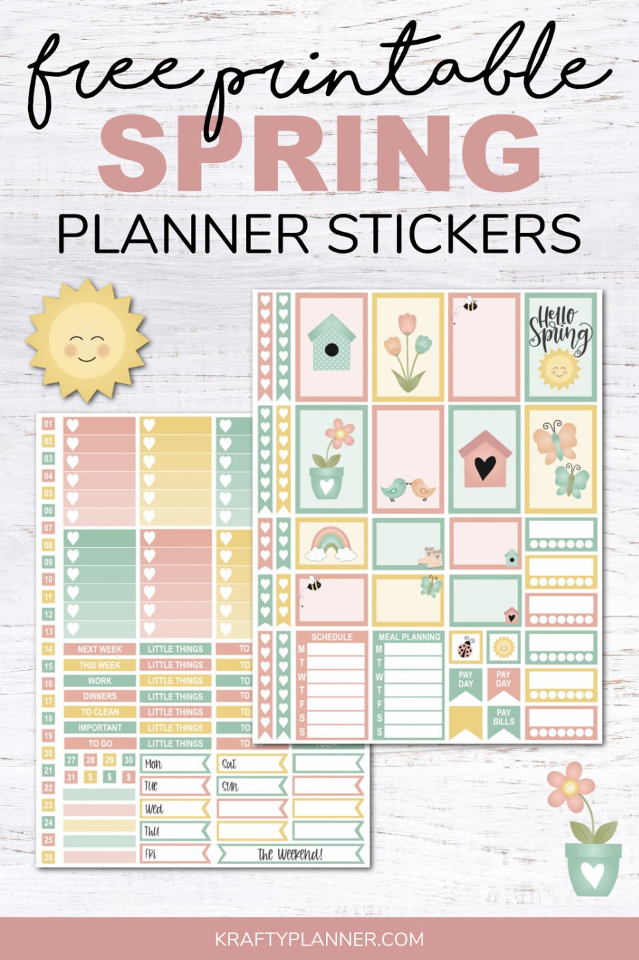 Spring Planner Pages Free Printable Spring Planner Stickers — Krafty Planner