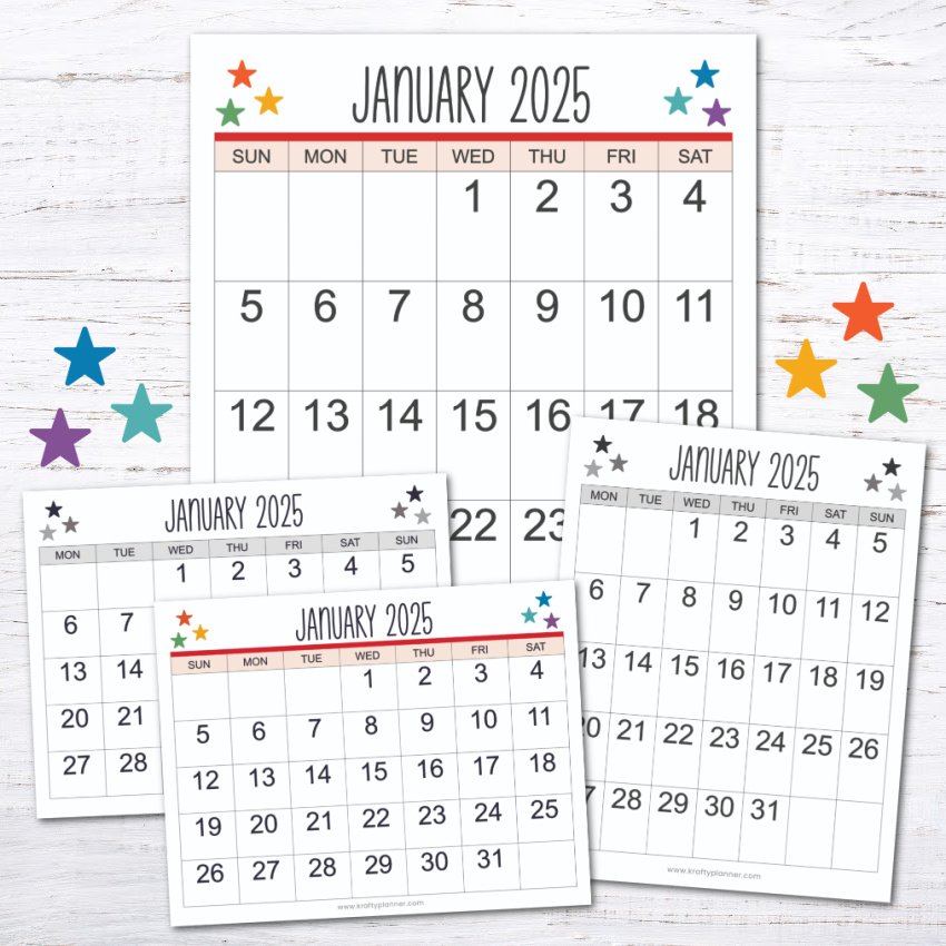 Free 2025 Large Print Calendar With Notes โ Krafty Planner