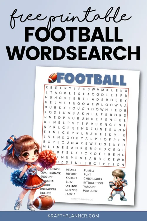 Free Printable Football Wordsearch — Krafty Planner