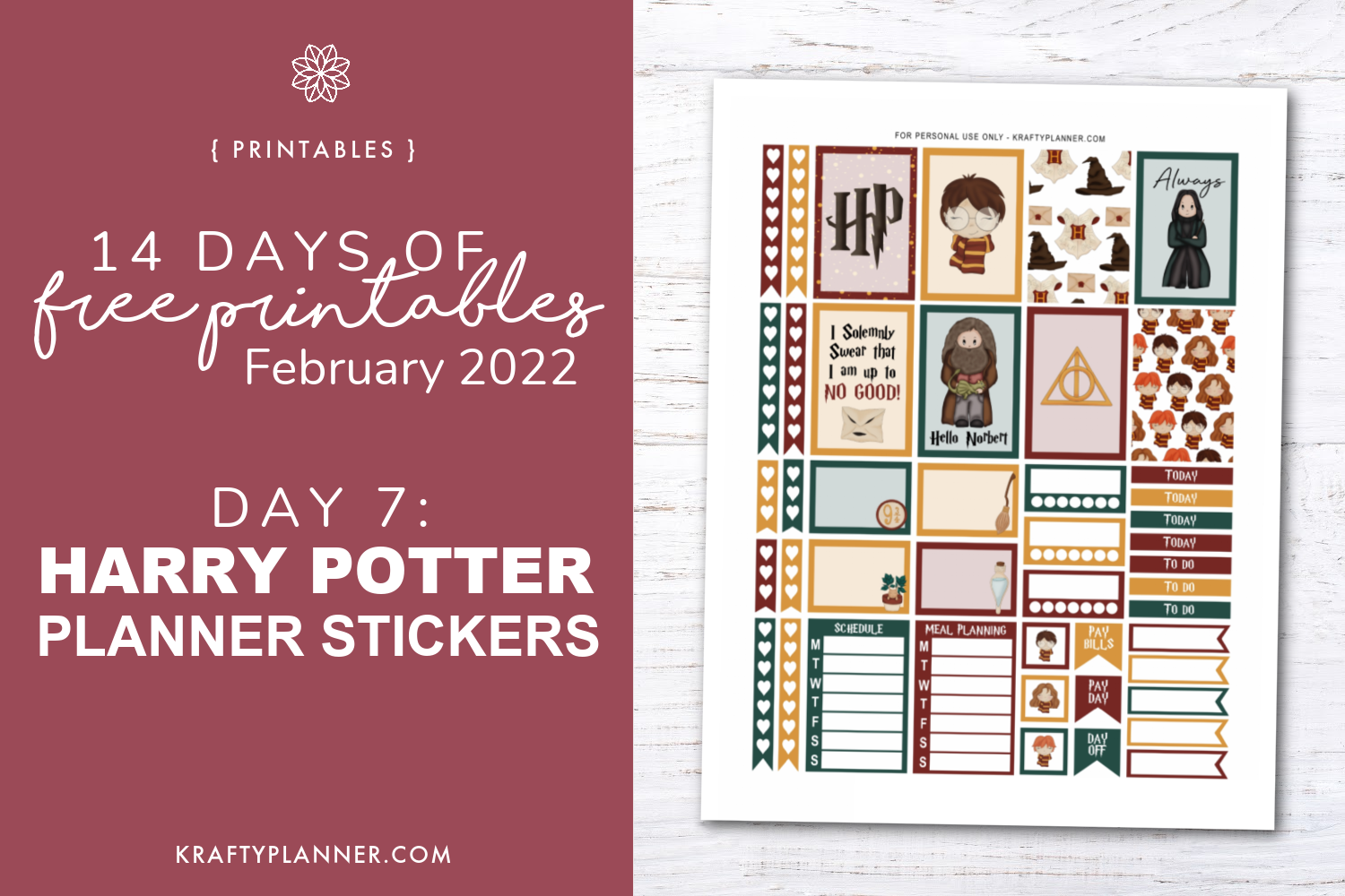 DAY 7: Free Printable Harry Potter Printable Planner Stickers — Krafty ...