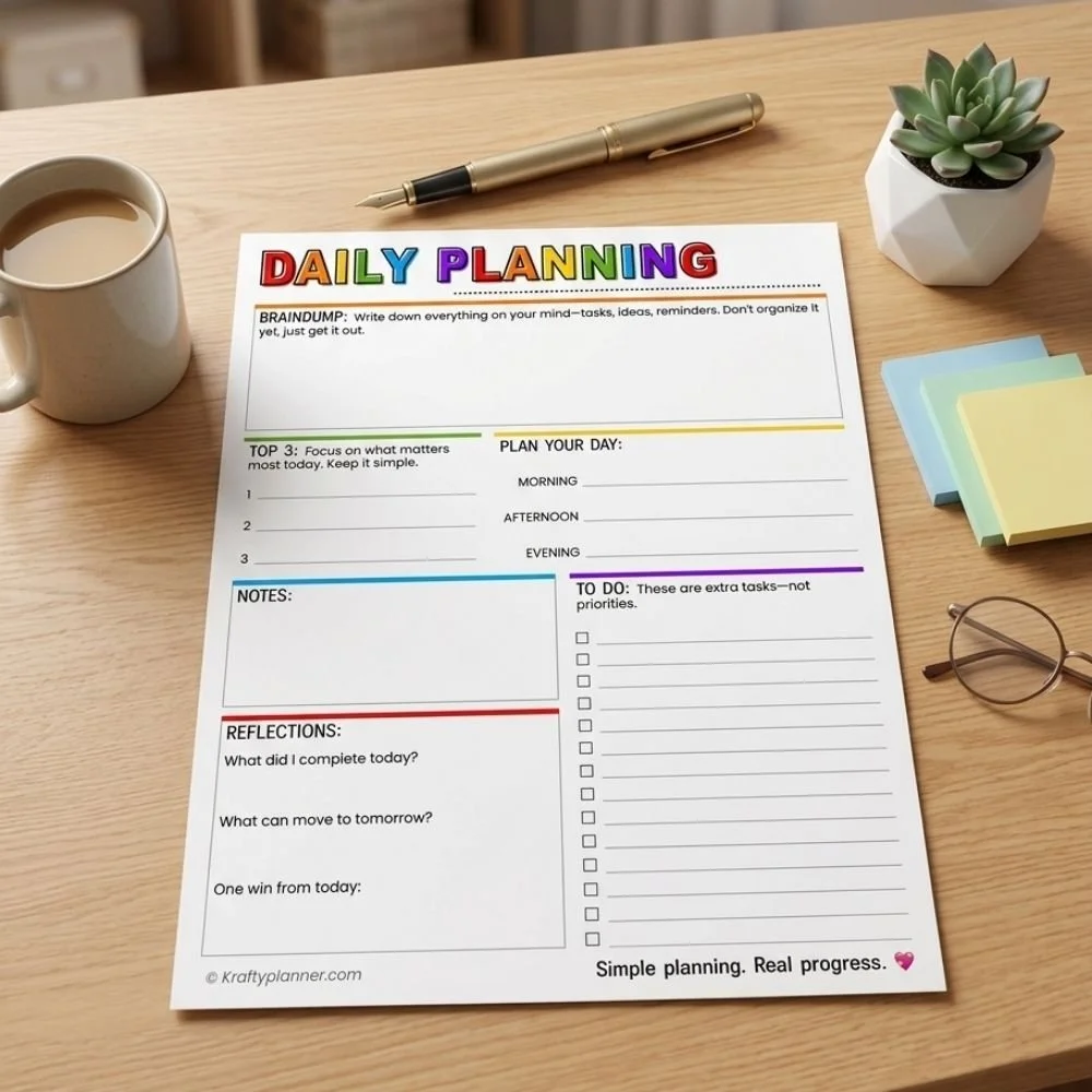 A Simple Daily Planning Routine for Better Productivity {Free Printable}
