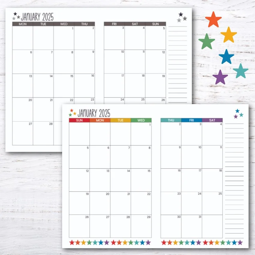 Free 2025 Calendar: Half-Size Landscape — Krafty Planner