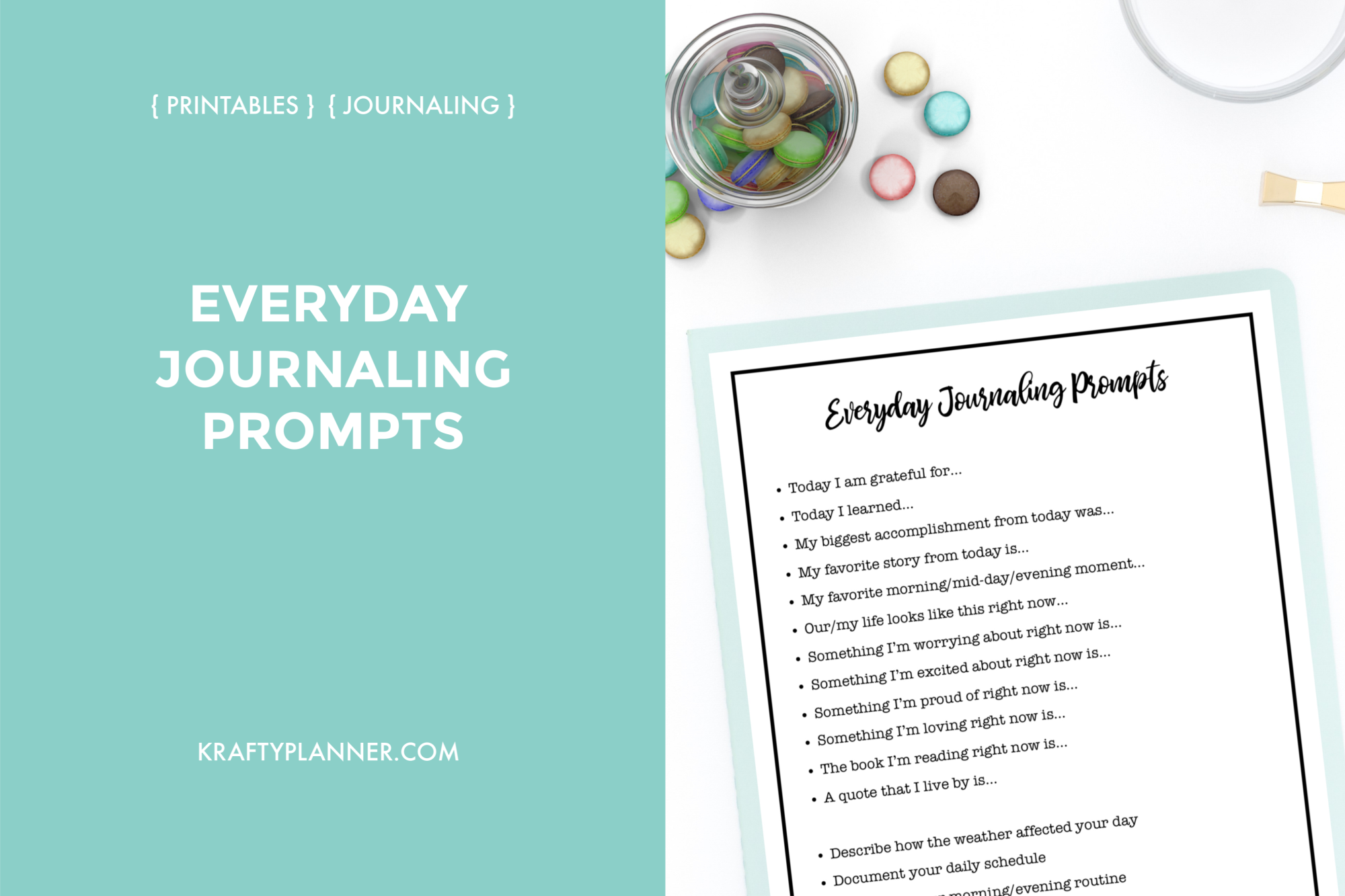 Everyday Journaling Prompts | Free Printable