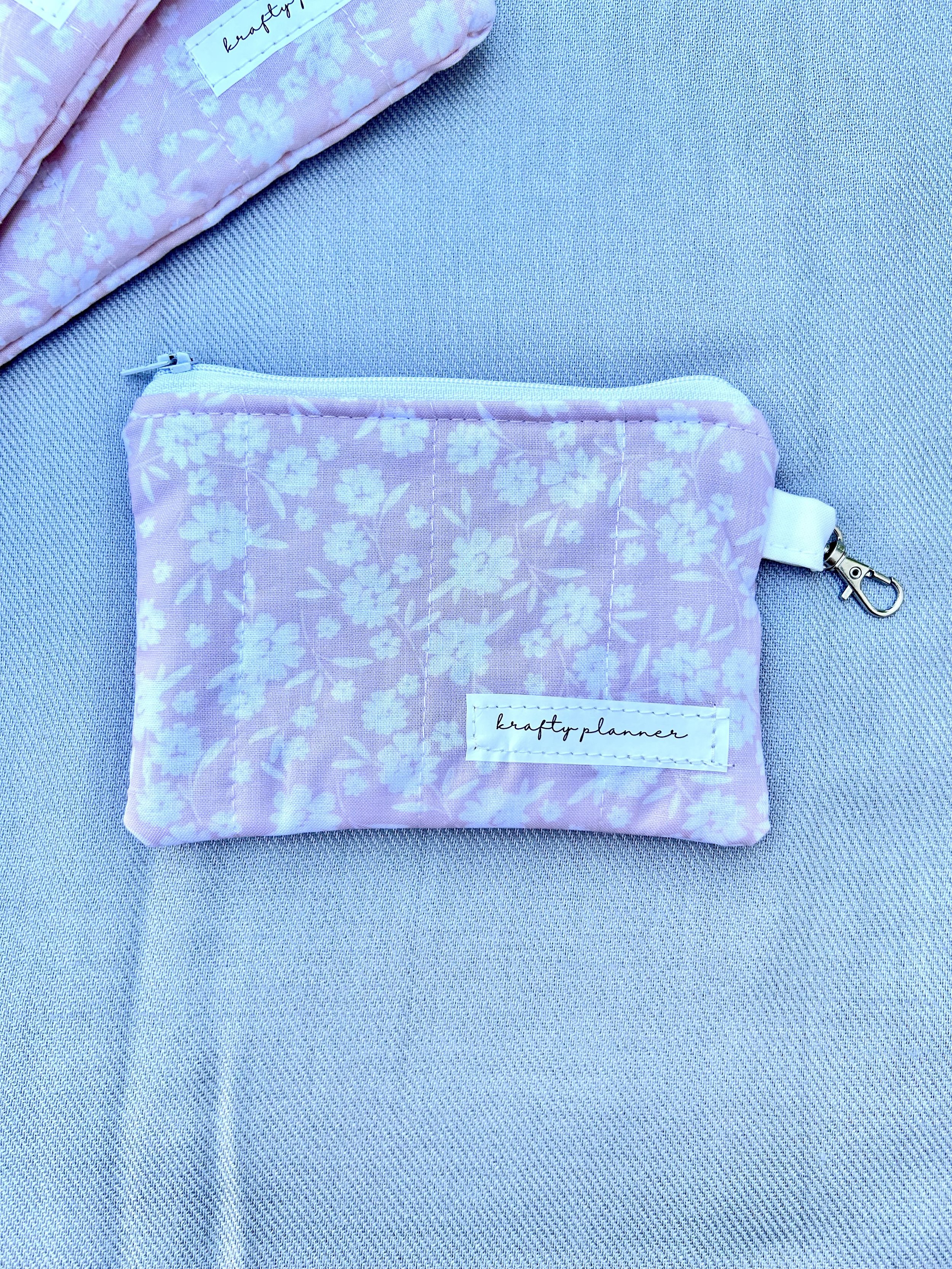 Dusty Pink Keychain Wallet | Quilted Zipper Card Holder