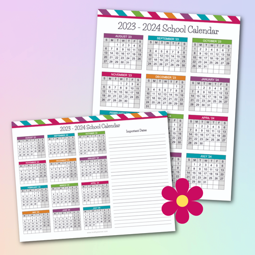 Free Printable 20232024 School Calendars — Krafty Planner