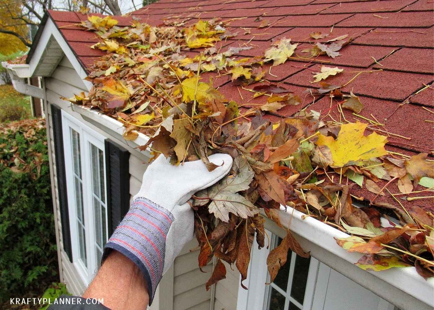Clear all the leaves and twigs out of your gutters once the trees are bare. Blocked gutters send water over the sides and down into your foundation.