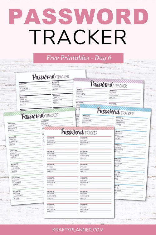 Password Tracker - Free Printable - Day 6 — Krafty Planner