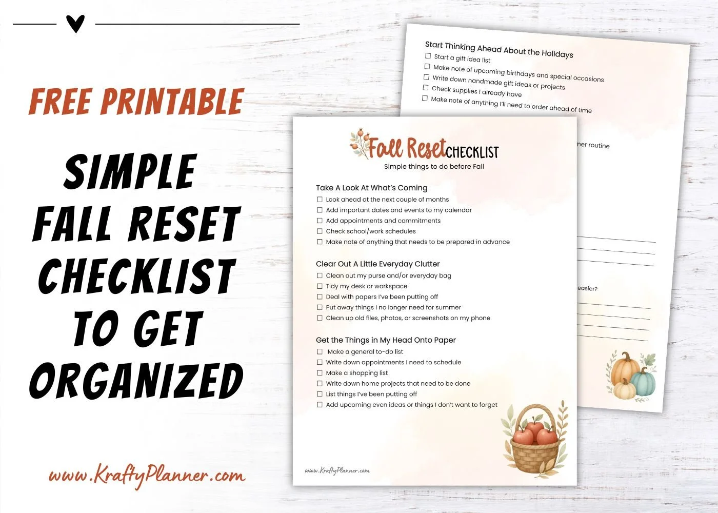 Free Printable: Simple Fall Reset Checklist to Get Organized