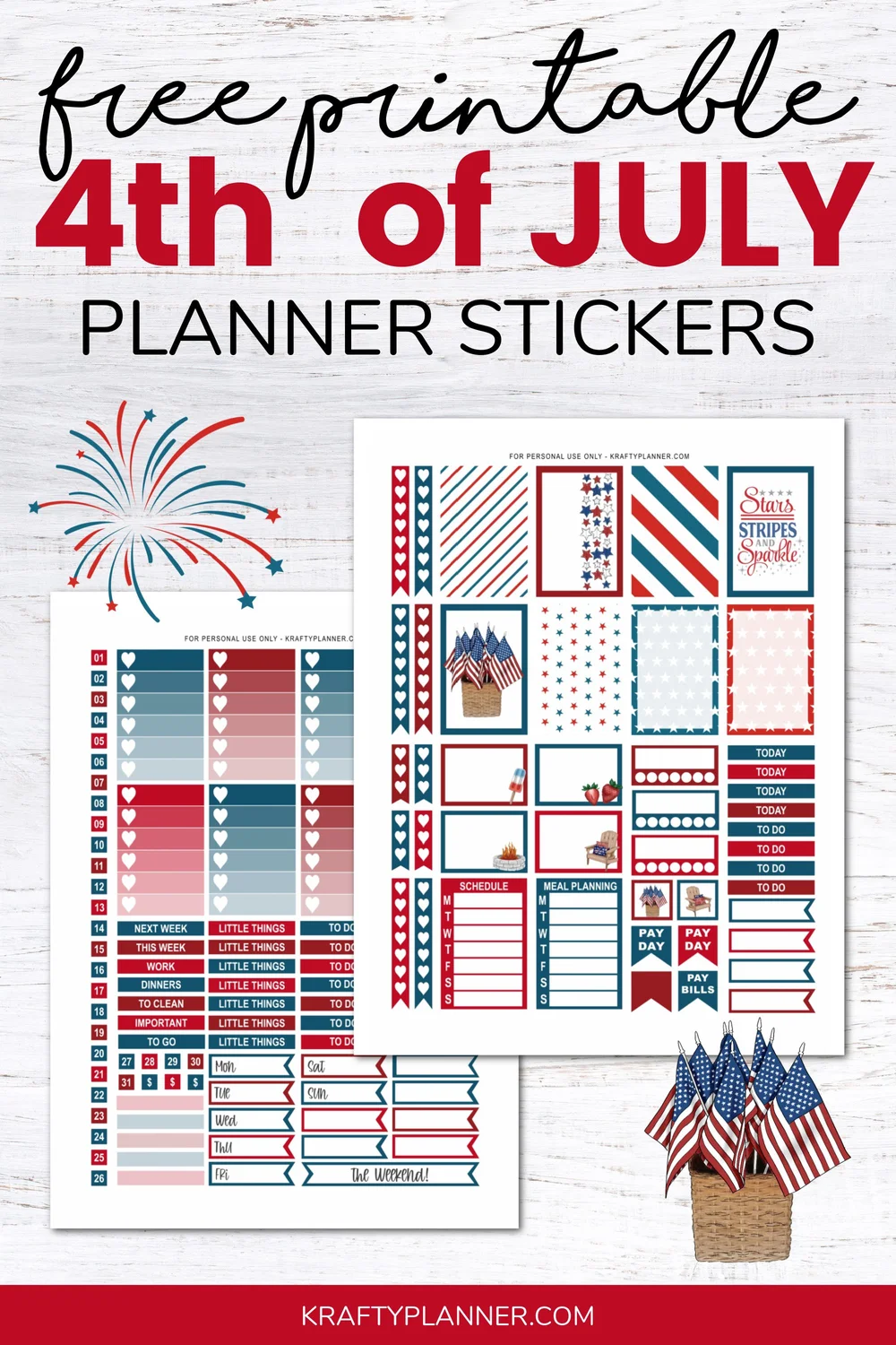 Free Printable 4th of JULY Planner Stickers — Krafty Planner