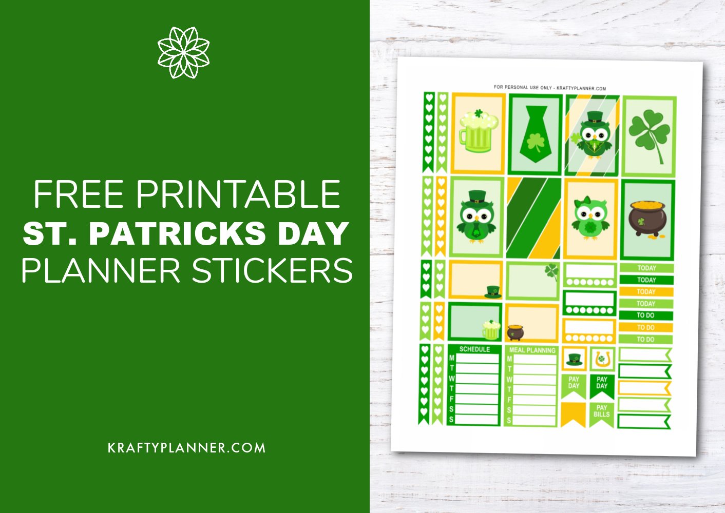 Free Printable St. Patrick's Day Planner Stickers