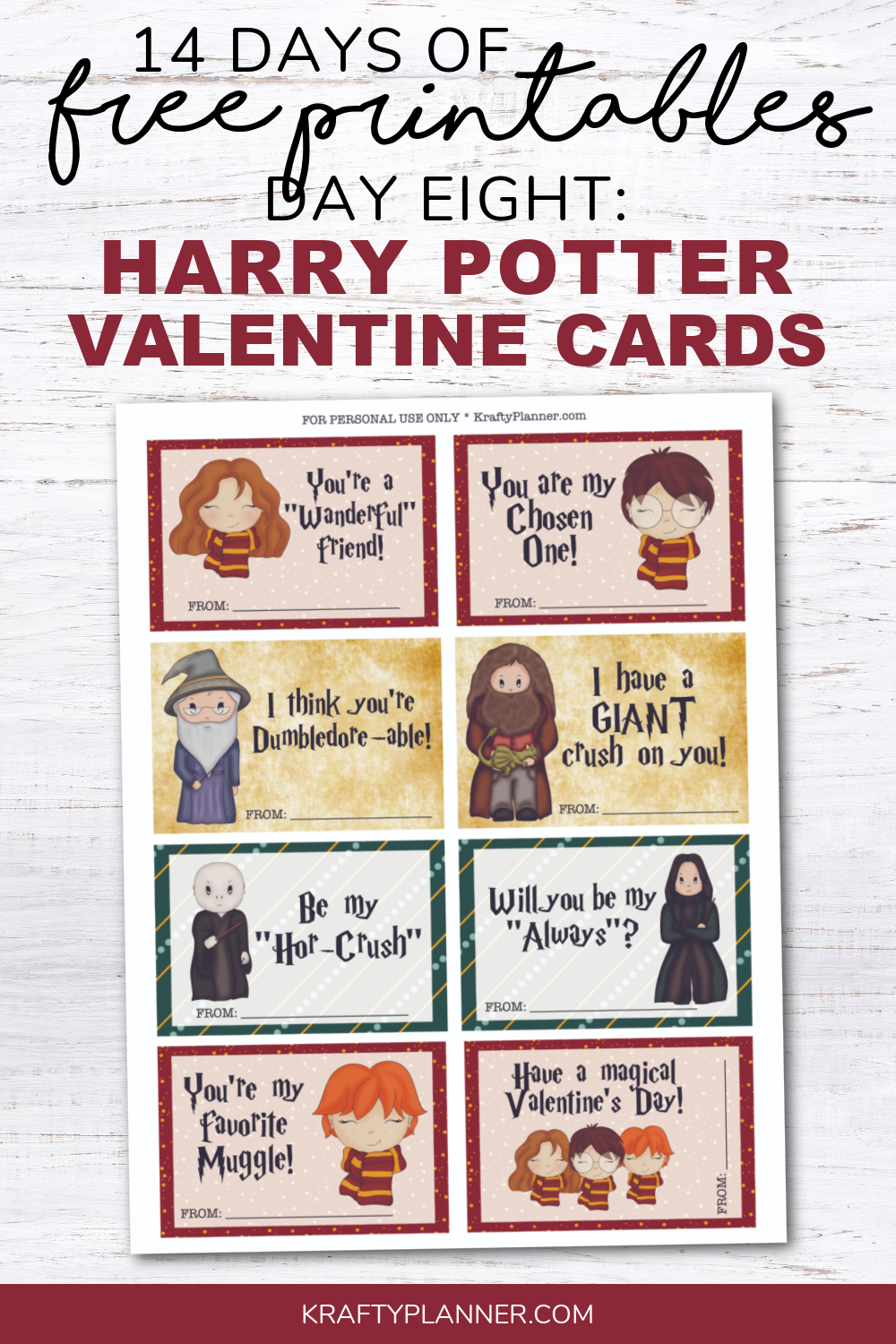 Day 8: Free Printable Harry Potter Valentine's Day Cards — Krafty Planner