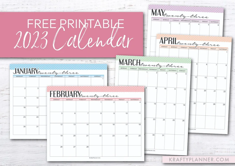 Free Printable 2023 Calendars (Color) Krafty Planner