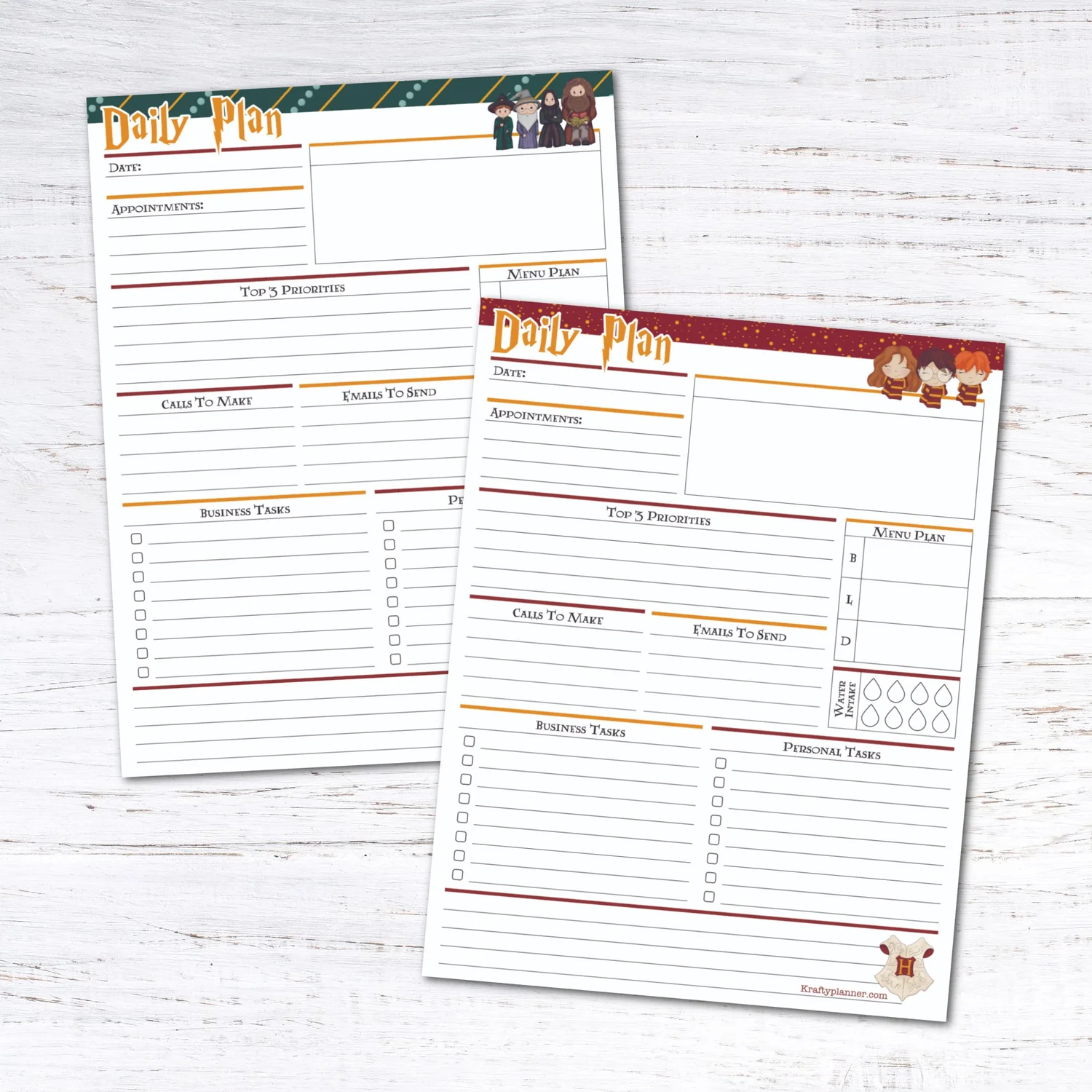 DAY 2: Free Printable Harry Potter Daily Planning Page — Krafty Planner
