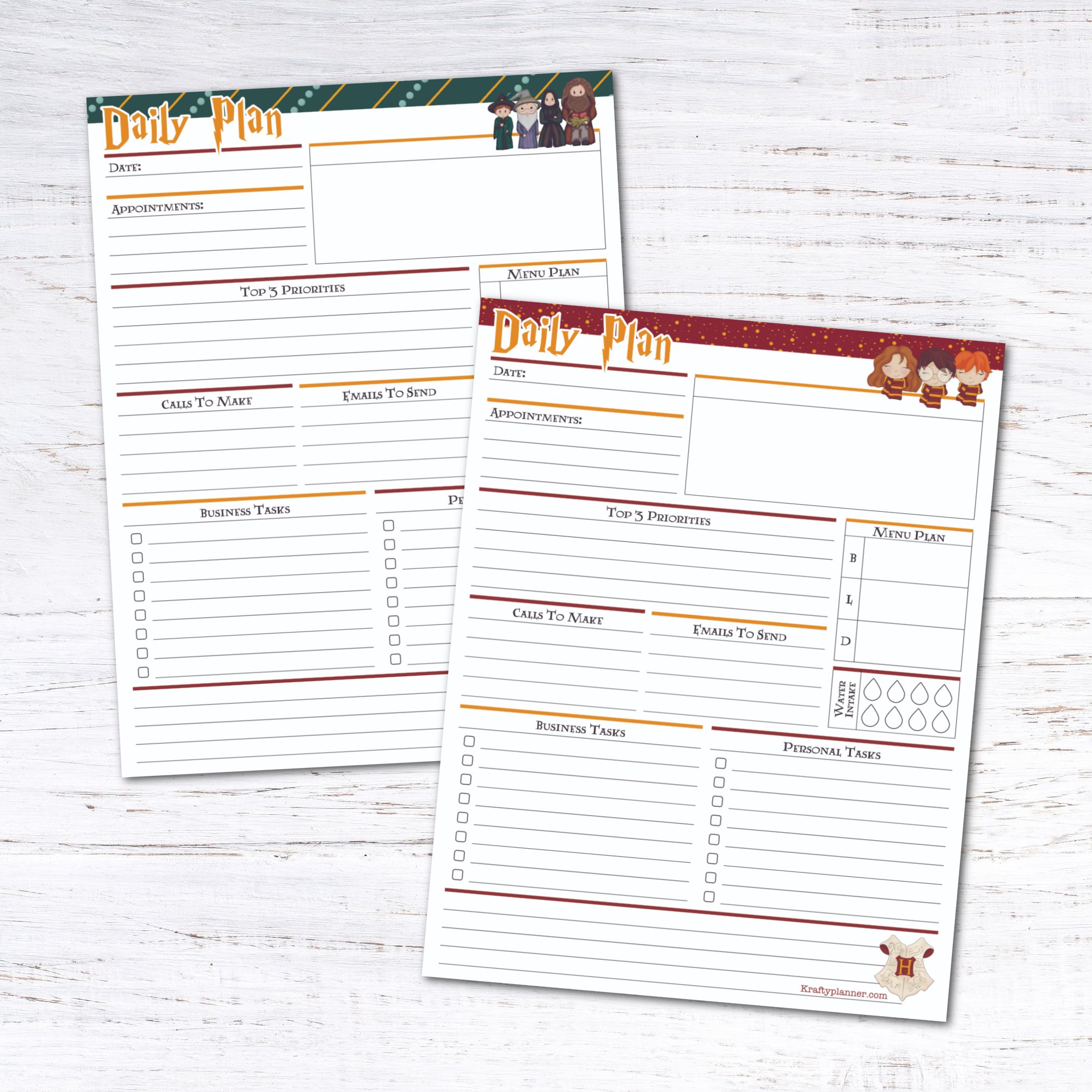 DAY 2: Free Printable Harry Potter Daily Planning Page — Krafty Planner