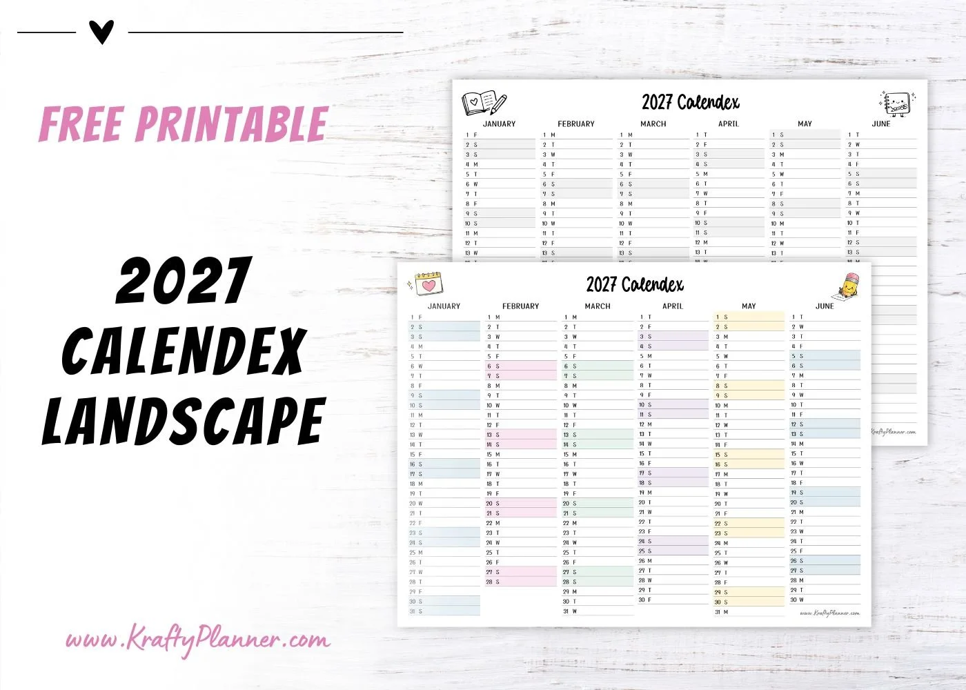 Free 2027 Calendex: Landscape Version