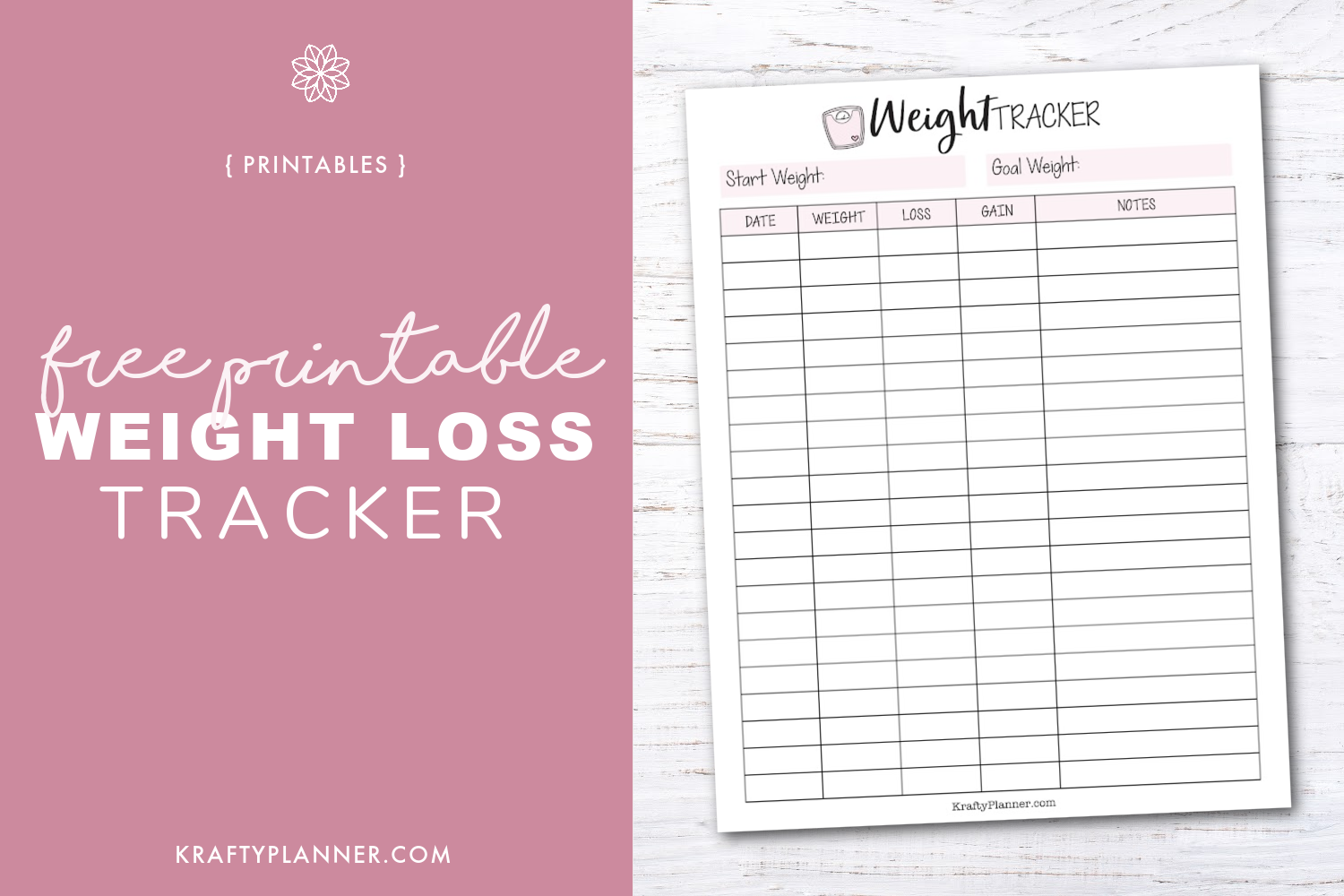 Free Printable Weight Loss Tracker — Krafty Planner