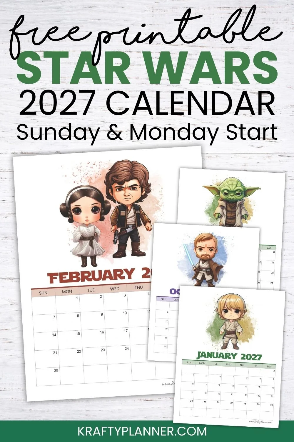 Free Printable 2027 Star Wars Calendar