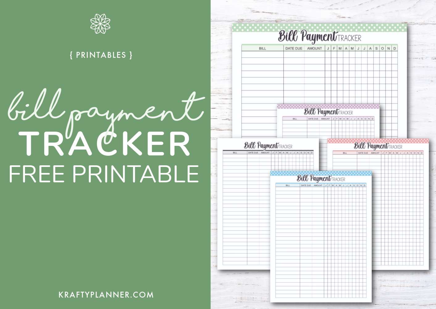 Bill Payment Tracker | Free Printable (Day 4) — Krafty Planner