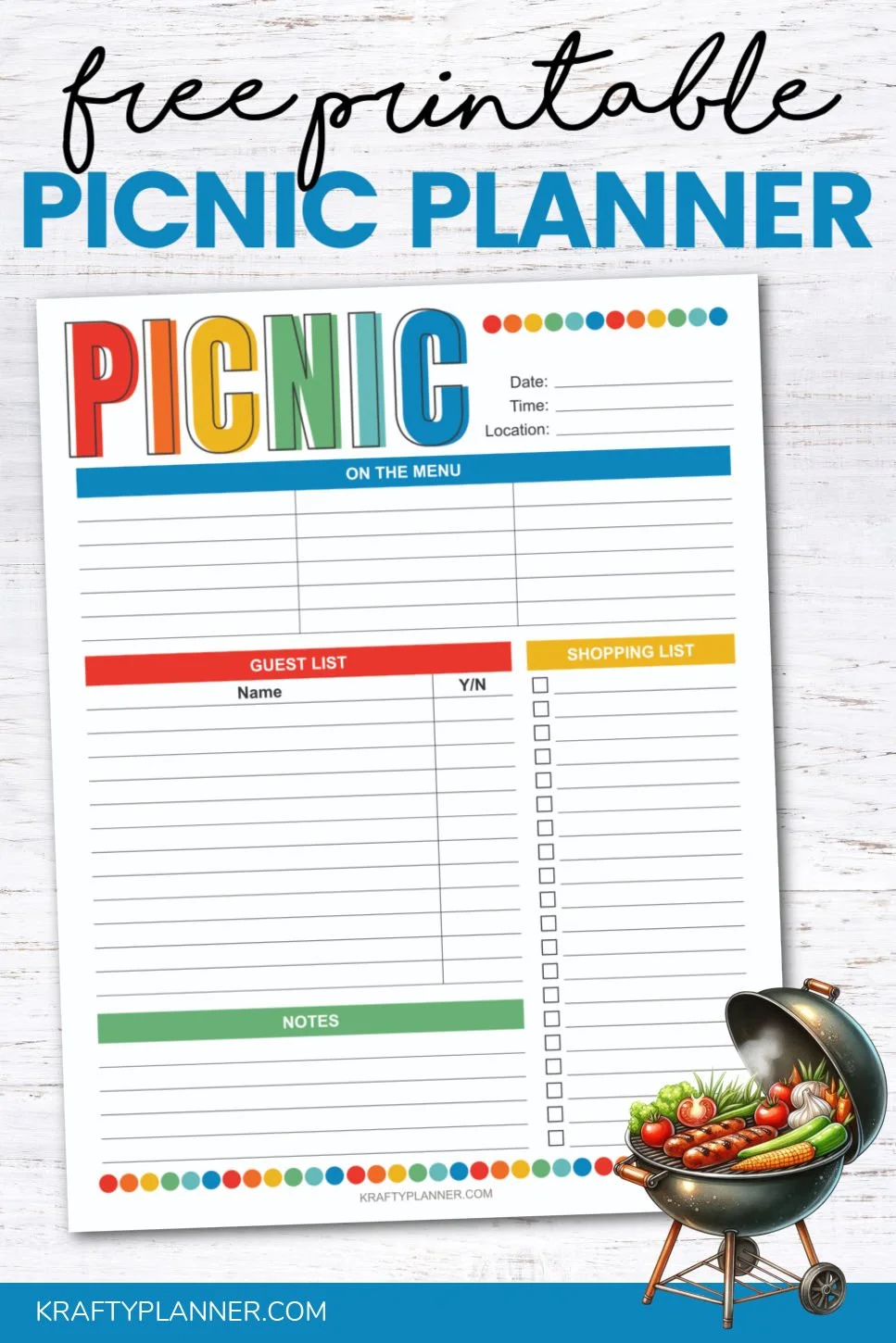 Free Printable Picnic Planner for Summer — Krafty Planner