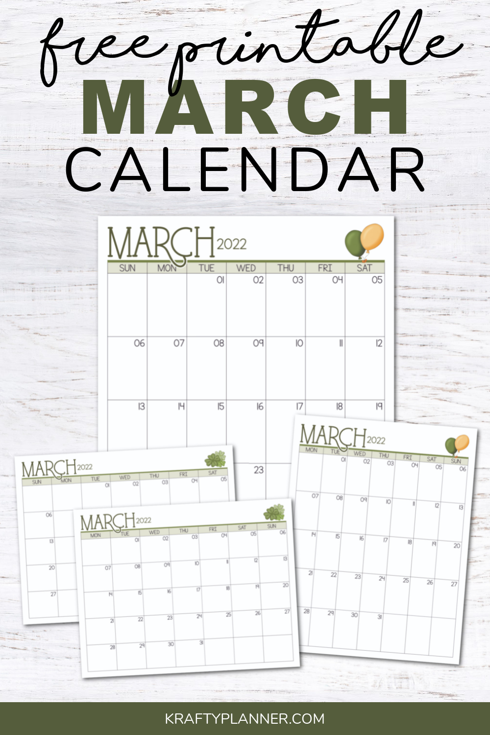Free Printable March Calendar — Krafty Planner