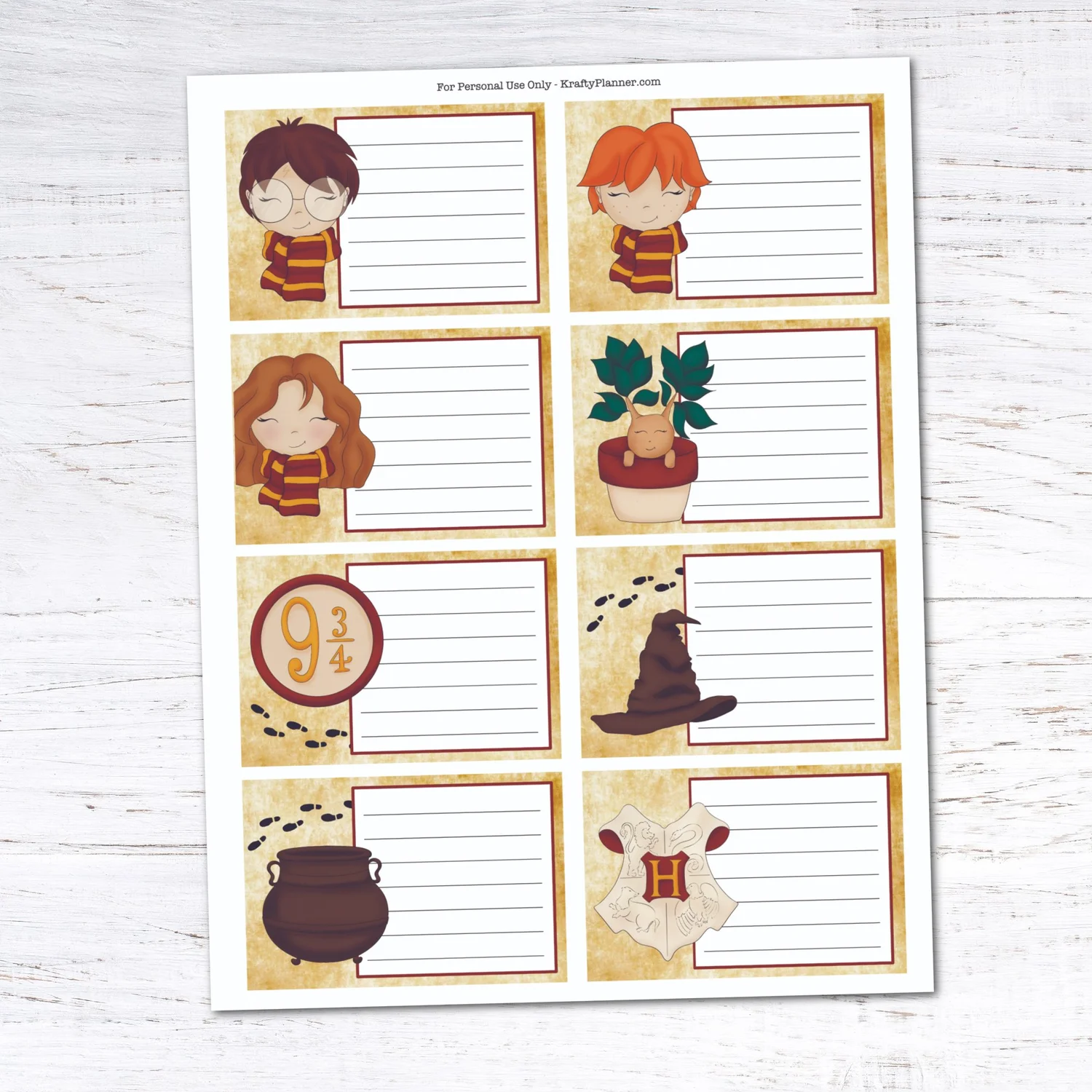 Day 11: Free Printable Harry Potter Editable Note Cards — Krafty Planner