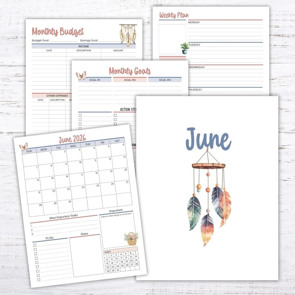 June Planner pages