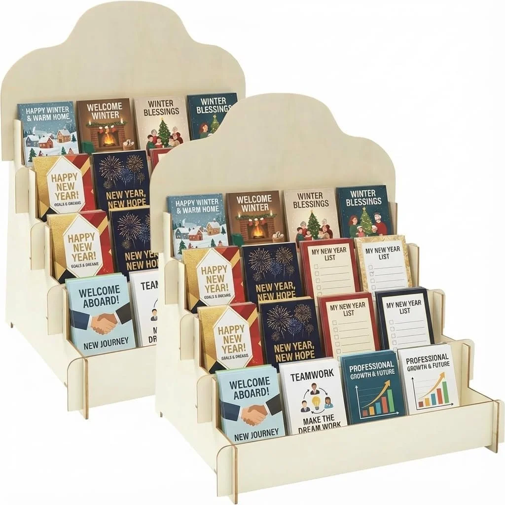 4-Tier Wooden Greeting Card Display
