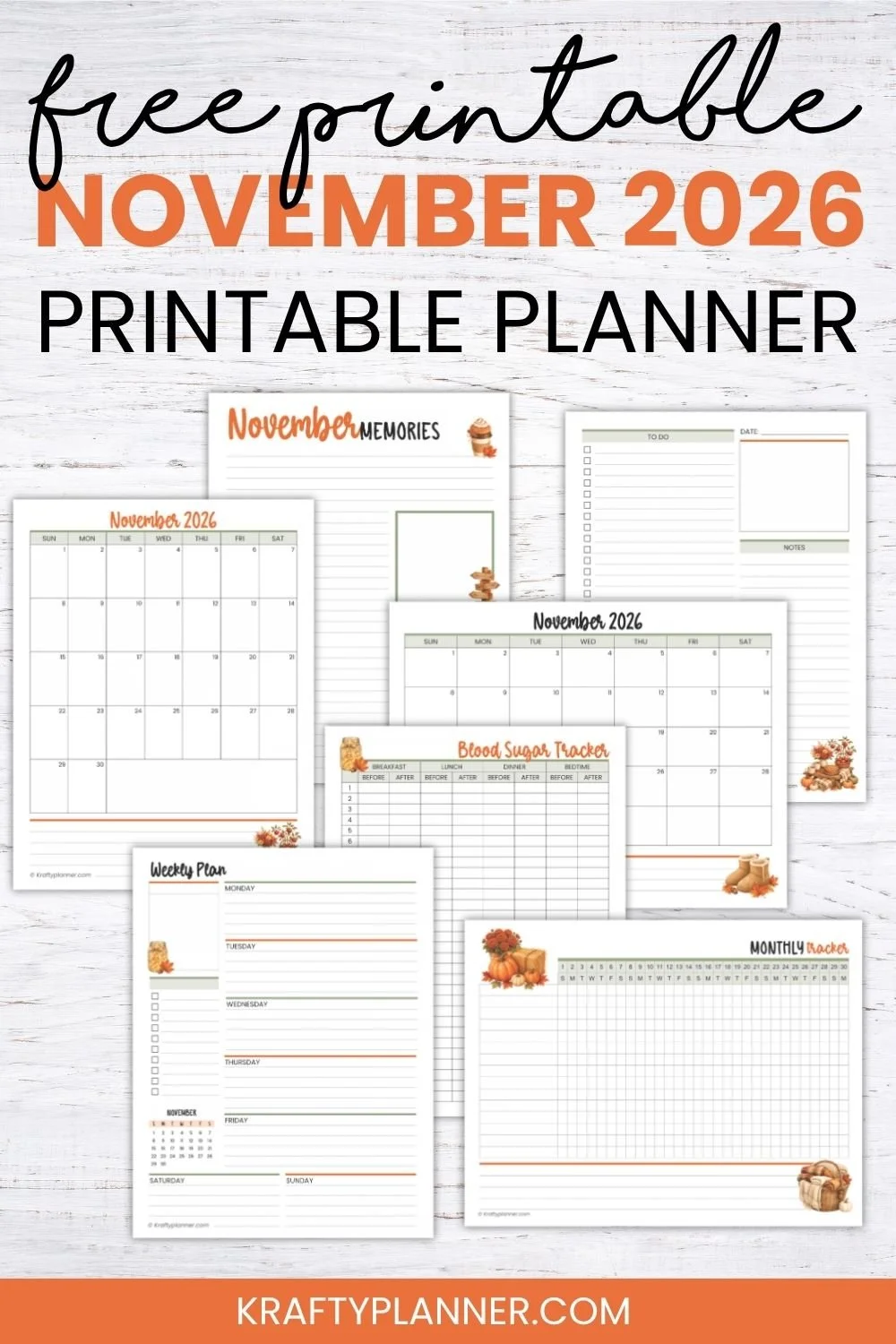 Free November 2026 Planner Printables: Cozy Harvest Collection