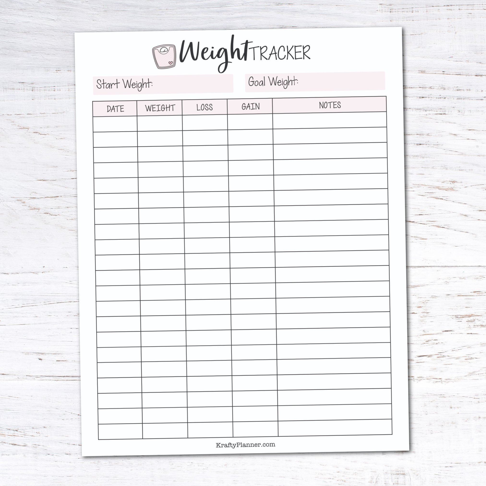 Weight Loss Tracker Printable Free Download