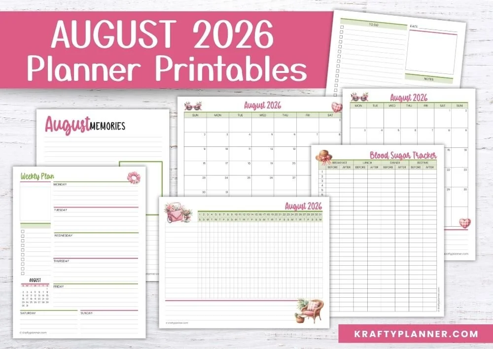 Free August 2026 Printable Summer Planner Pages