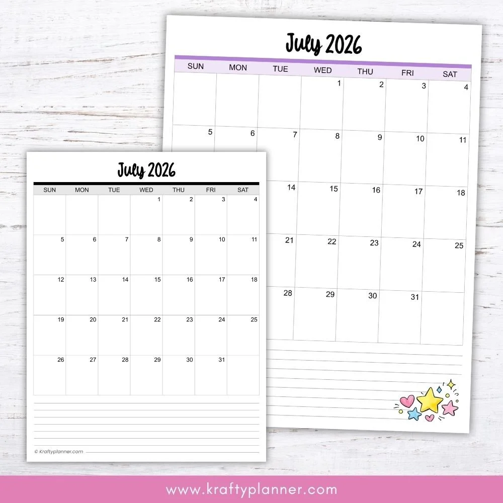 Free Printable 2026–2027 Academic Calendars (Portrait)