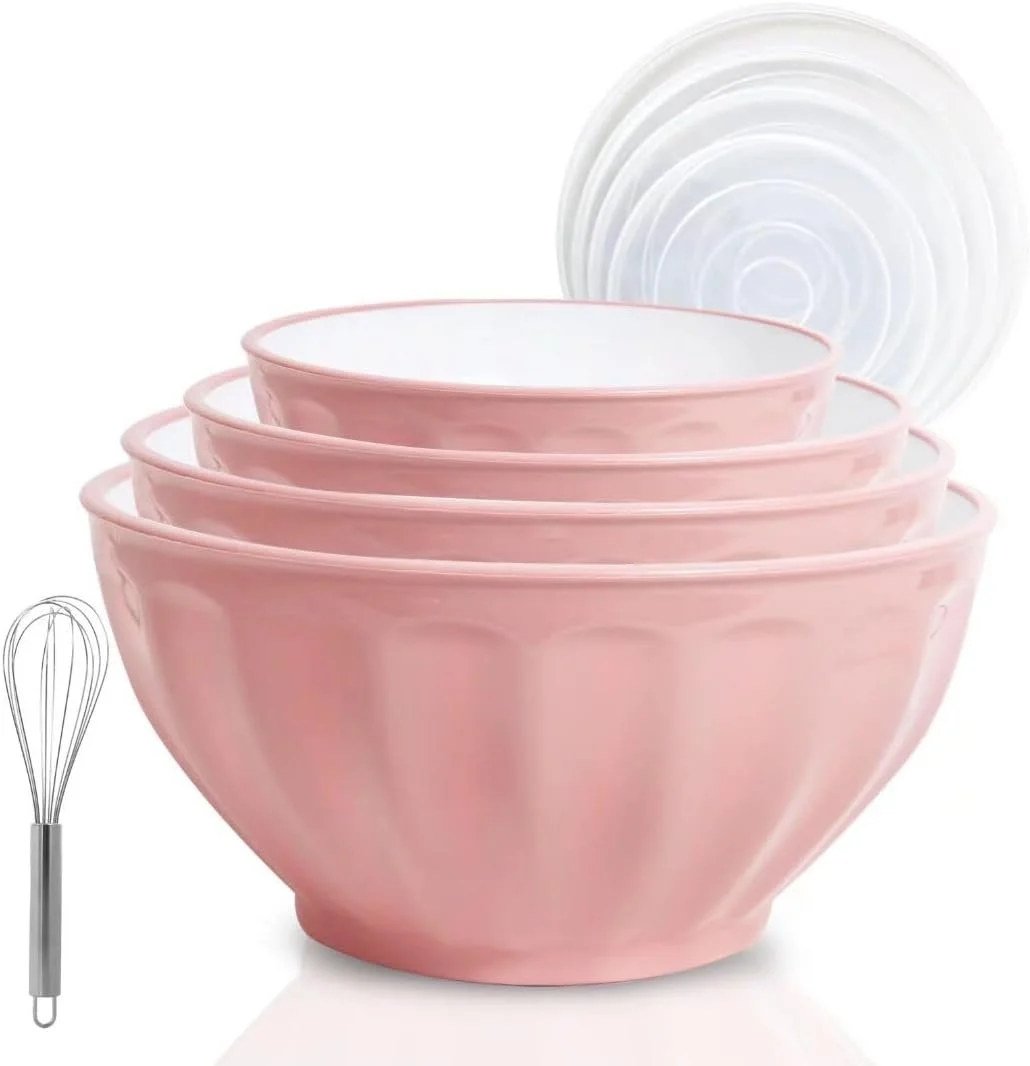 4 piece set of pink,nesting,  mixing bowls with lids. Amazon Prime Purchases - May 2026