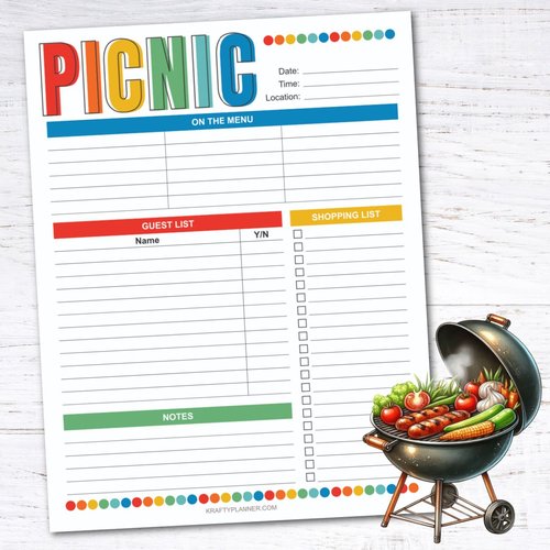 Free Printable Picnic Planner for Summer — Krafty Planner
